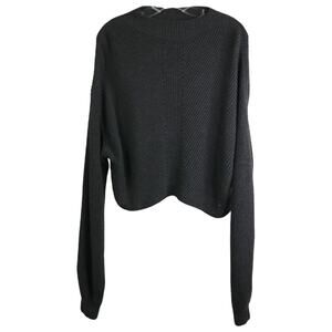Le ORE Sweater Womens Sz S Charcoal Gray Knit Drop Shoulder Long Sleeve Pullover